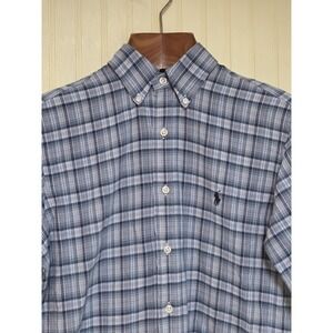 Ralph Lauren Shirt Mens Small Blue Plaid Classic Fit Short Sleeve Pony Logo